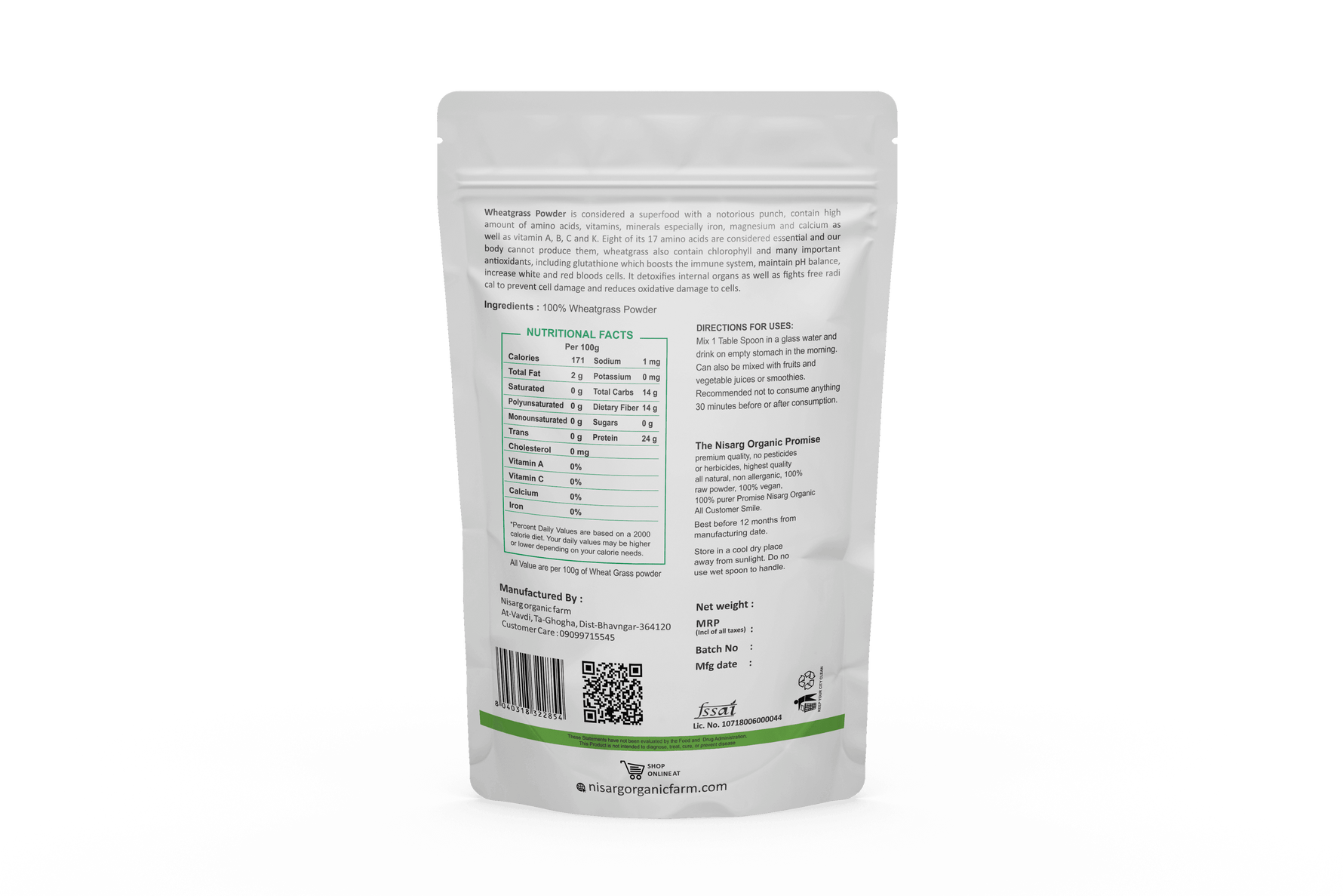 Nisarg Organic Farm Wheat Grass Powder