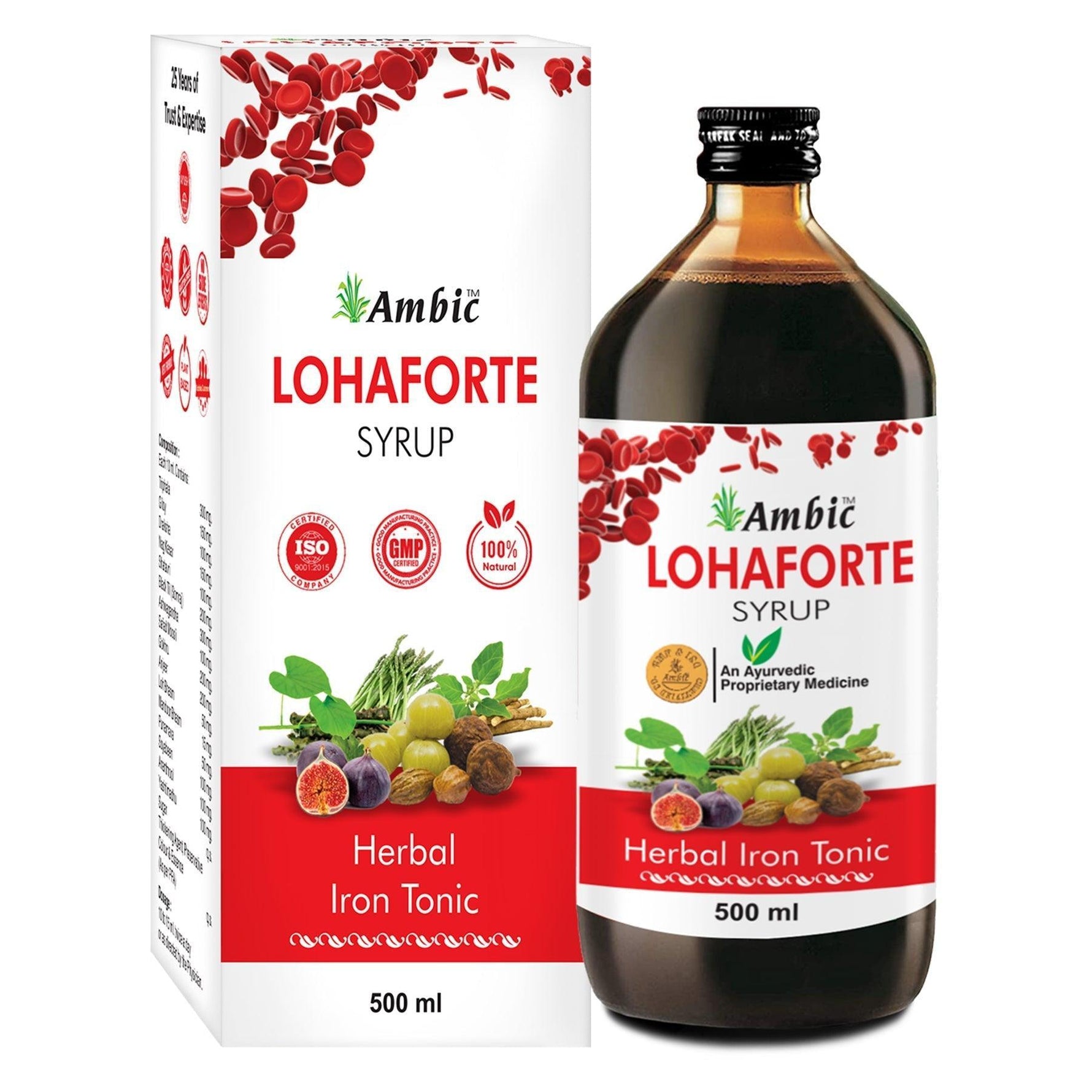 Ambic Lohaforte Syrup - Herbal Iron Tonic (500ml Each)