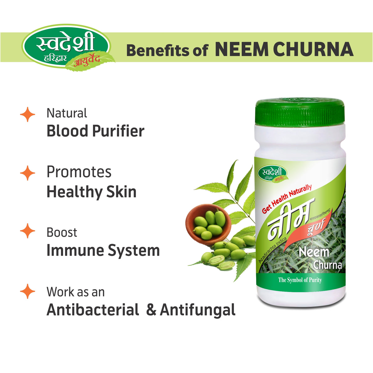 Swaeeshi Ayurveda Neem Churna 100gm Supports healthy digestion & healthy skin - Pack of 3