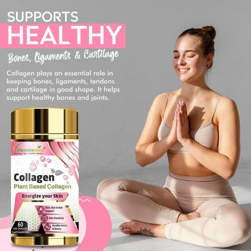 Vitaminnica Plant Based Collagen Capsules - Vegan Builder with Vitamin C & Hyaluronic Acid, 60 Count