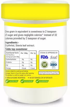 Zindagi Stevia White Powder - Gluiten free Sweetener - Stevia Leaves Extract 400gm