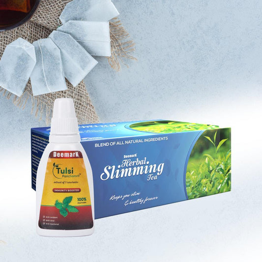 Deemark Slimming Tea with Tulsi Panchamrit (20 Pouches+15ml ) (Pack of 2)