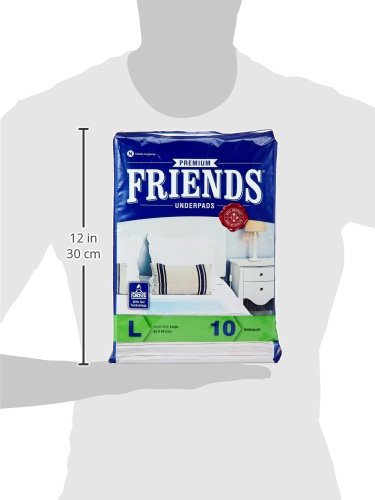 Friends Premium Disposable Underpads,Soft & Super Absorbency Large - 60x90 cm - 10 Pads