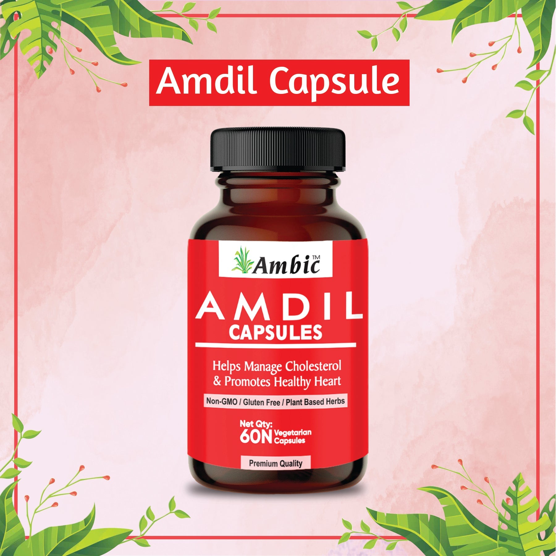 AMBIC AMDIL Heart Care Ayurvedic Capsules for Cardiac Wellness