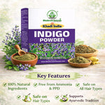 Bhudevam Naturals Khadi Pure Indigo Powder for Hair Coloring – Natural Black Hair Dye, No Chemicals, Used with Henna for Long Lasting Color- 200GM (Pack of 2)