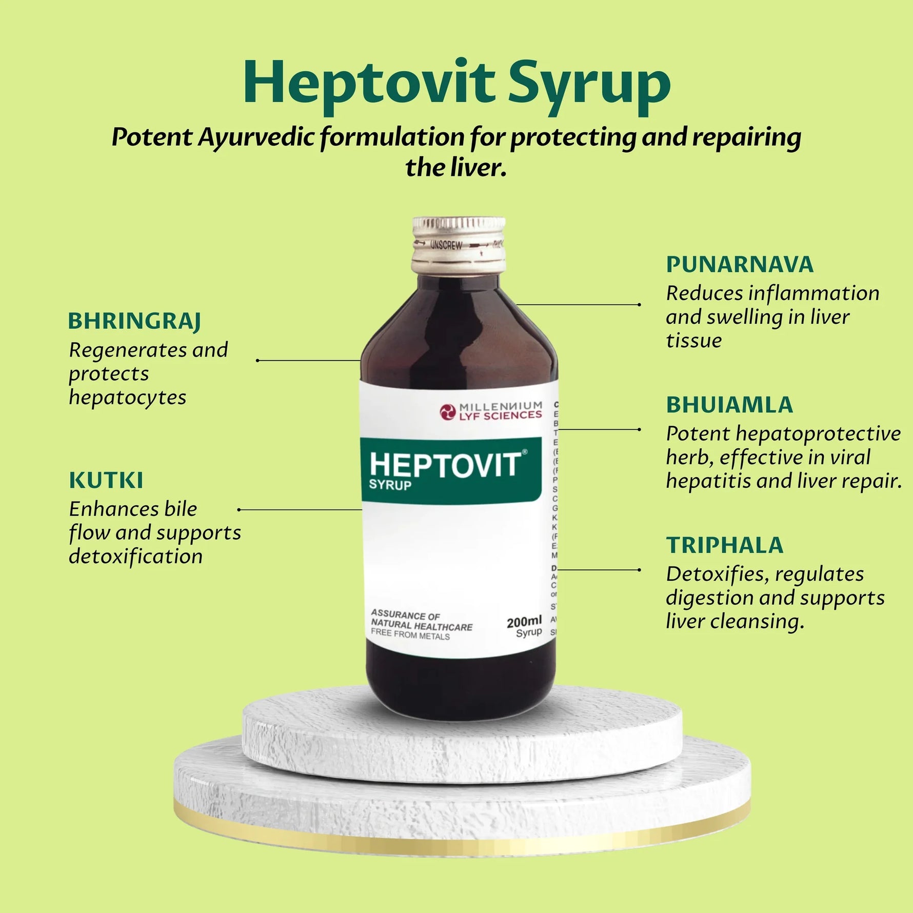 Millennium Herbal Care Heptovit Syrup (200ml Each) - Pack of 2