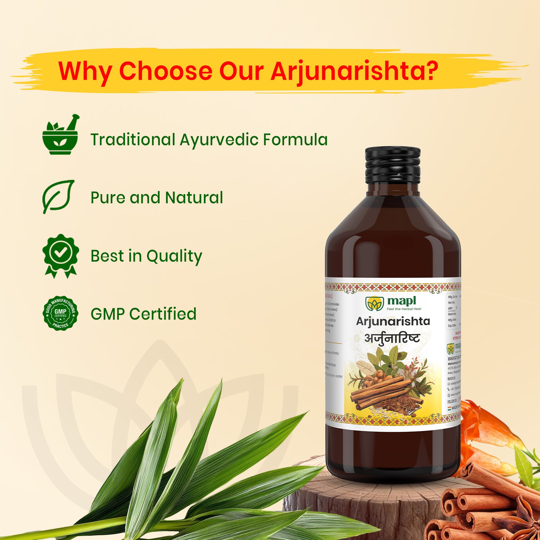 MAPL Herbal Arjunarishta 450ml Pack of 2