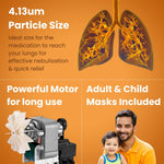 MEDTECH® Handyneb Super Ultra Compact and Low Noise Compressor Nebulizer Machine with Complete Mask Kit for Adult and Child (White)