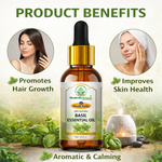 Bhudevam Naturals Khadi Basil Essential Oil for Hair Care, Aromatherapy, Stress Relief, Diffuser, Massage & Skin Care - 15ml