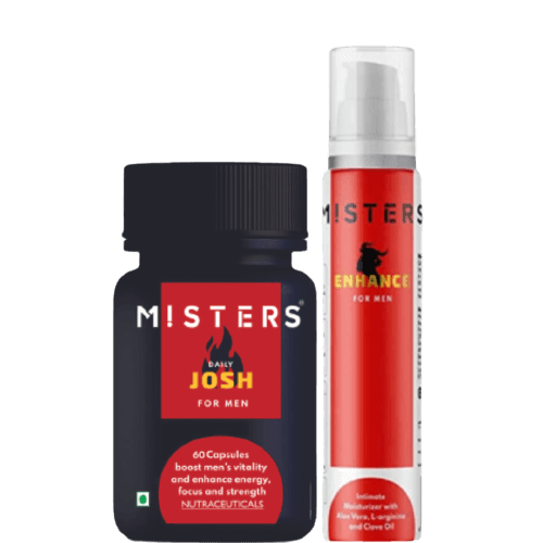 Misters Combo Pack of Daily Josh for Men 60 Veg Capsule and Enhance for Men Intimate Moisturizer 50gm