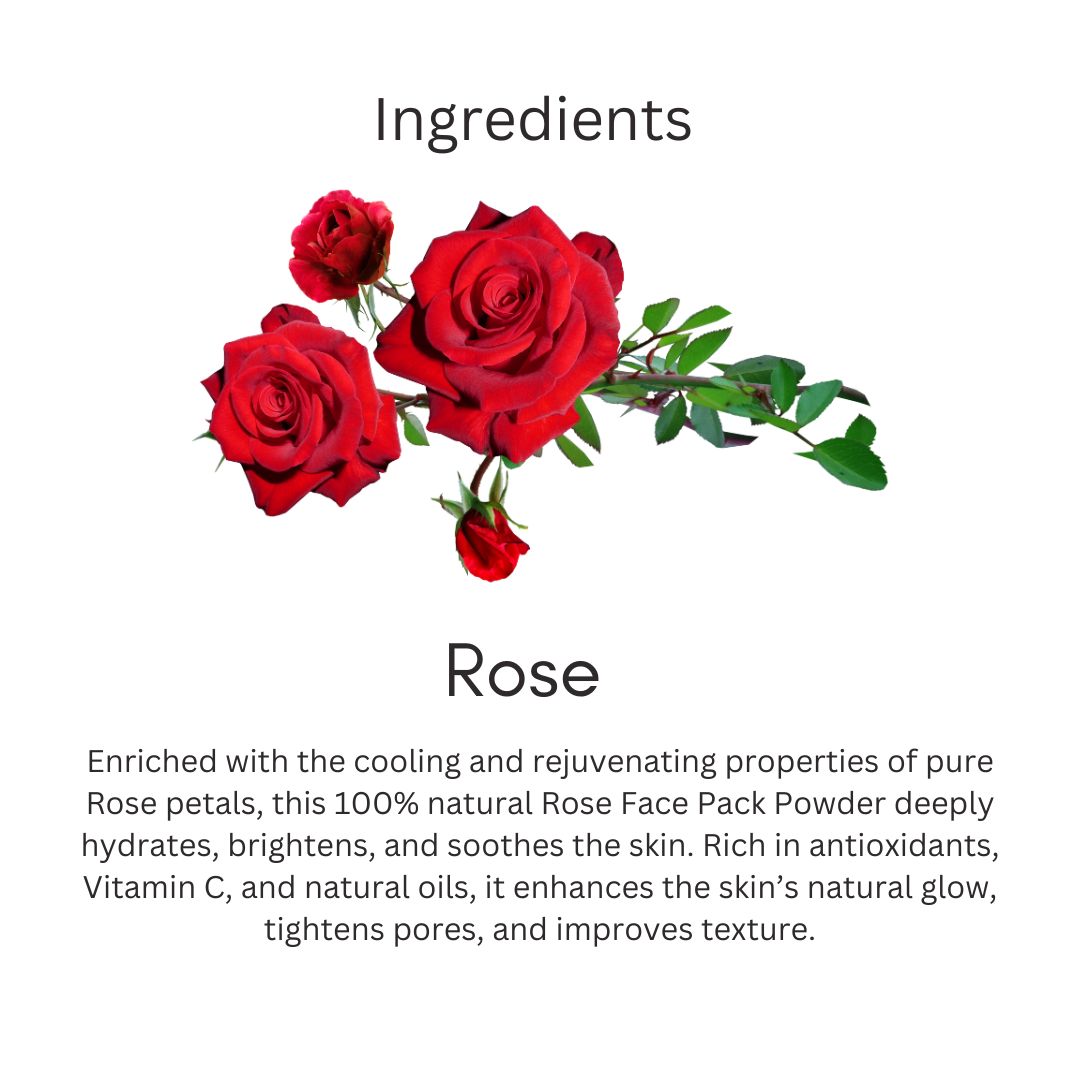 Khadi Rose Powder for Face & Skin | 100% Natural Rose Petal Powder | Skin Soothing & Refreshing Herbal Face Pack | Helps Improve Skin Softness, Glow & Radiance | Gentle Skincare Powder | For All Skin Types | 100 gm