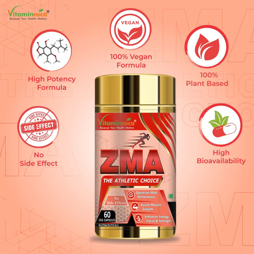 Vitaminnica ZMA Capsules - Sports Recovery & Muscle Strength Support, 60 Count