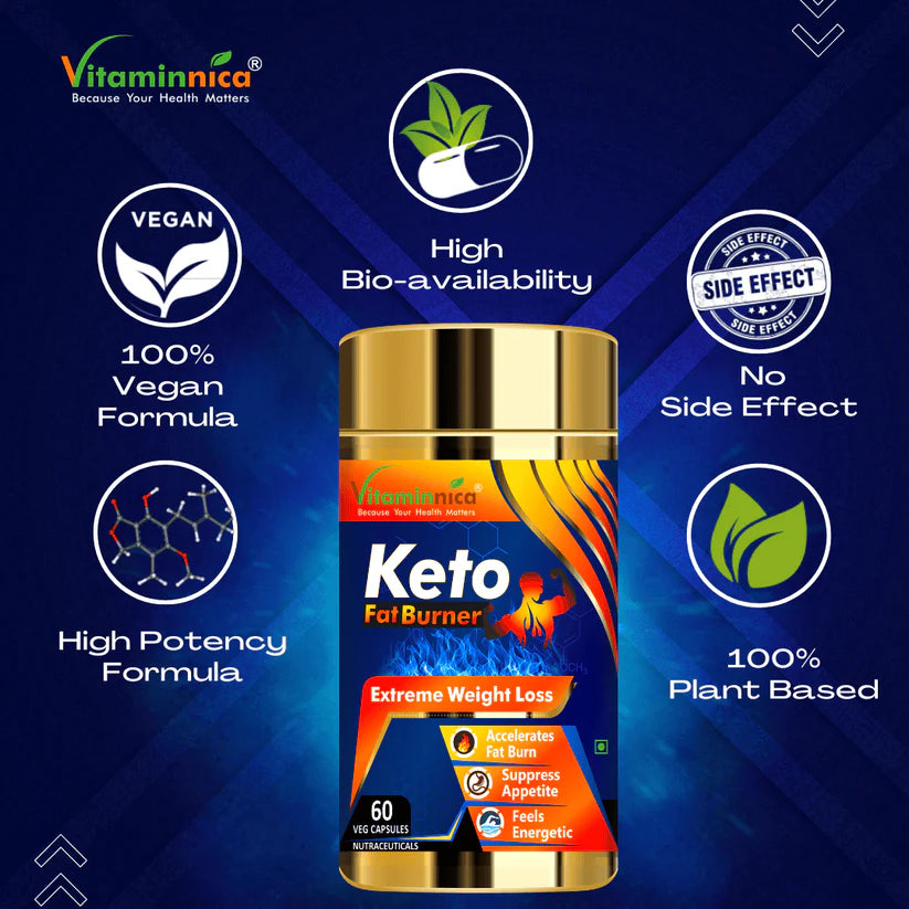 Vitaminnica Keto Fat Burner Capsules - Ketosis Support & Weight Management, 60 Count