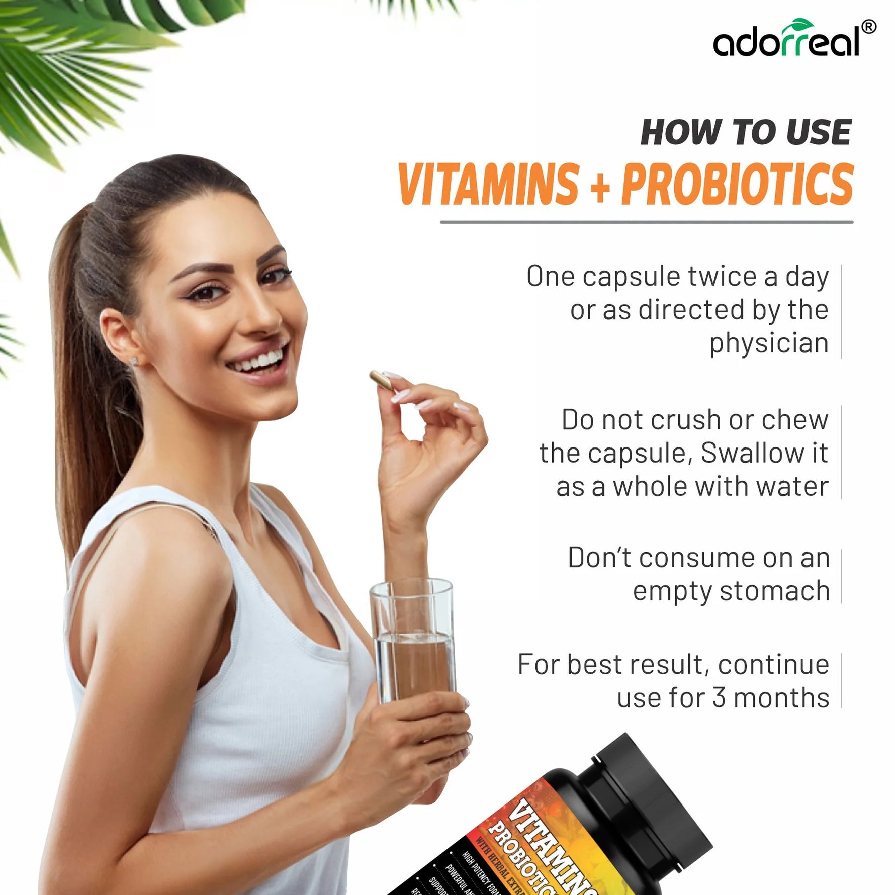 Adorreal Vitamins + Probiotics Capsule | 60 Capsules