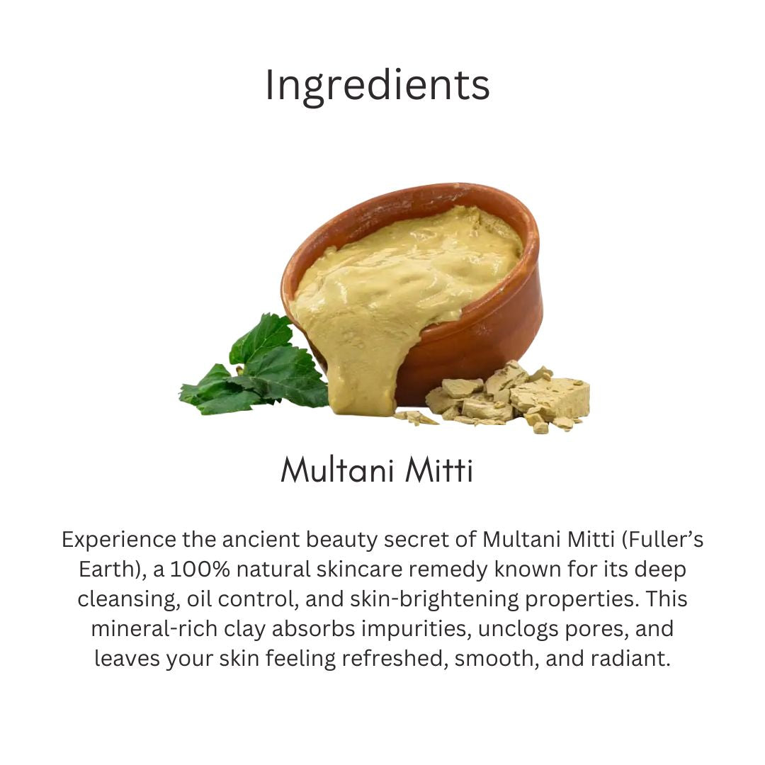 Khadi Multani Mitti Powder for Face & Hair | 100% Natural Fuller’s Earth Powder | Deep Cleansing & Oil Control | Face Pack & Hair Mask for Skin & Scalp Care | For All Skin Types | 100 gm