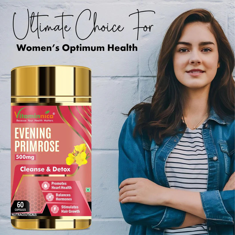 Vitaminnica Evening Primrose 500mg - Hormonal Balance & Skin Support, 60 Capsules