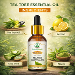 Bhudevam Naturals Khadi Tea Tree Essential Oil for Acne, Pimples, Skin Care, Hair Care, Dandruff Control, Aromatherapy & Diffuser- 15ml