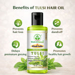 Bhudevam Naturals Khadi Tulsi Hair Oil Reduces Hair Fall & Strengthens Roots Naturally- 210ML