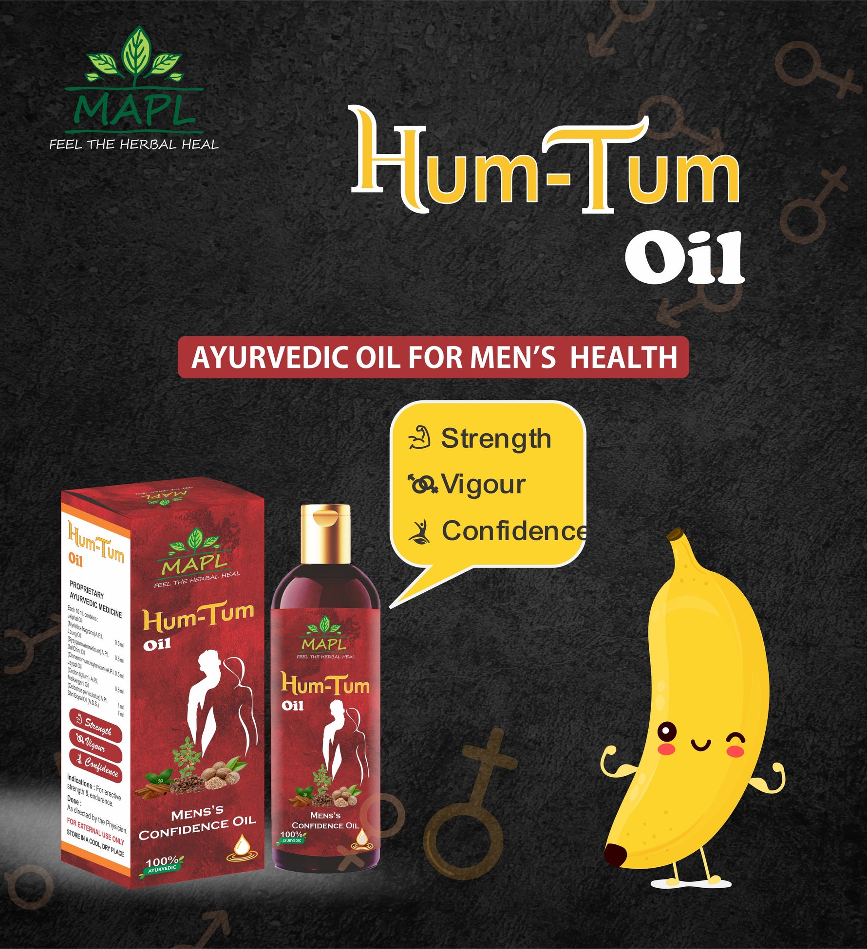 MAPL Hum Tum Oil | Ayurvedic Male Vitality & Stamina Enhancer | Boosts Energy, Endurance, Strength & Performance | 25 ml
