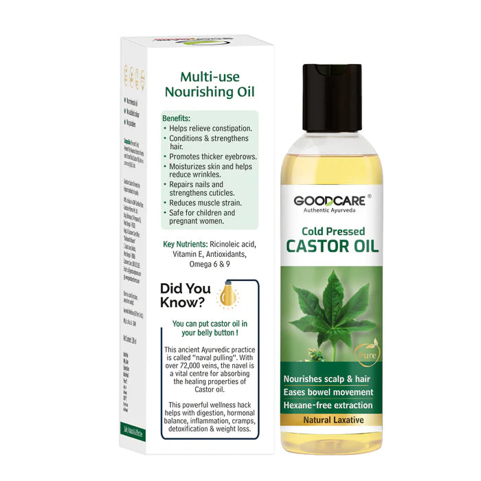 Goodcare Castor Cold Pressed Oil for Hair, Skin & Constipation Relief - 200ml