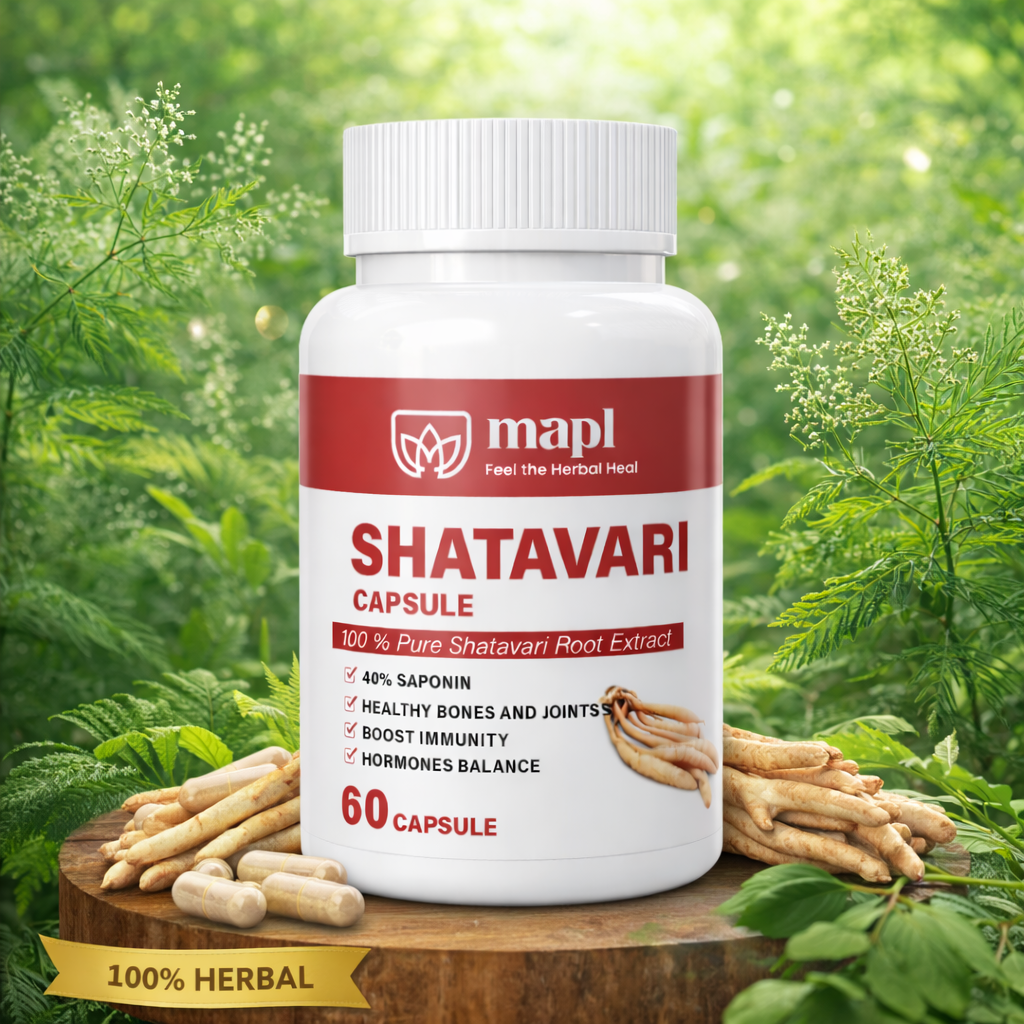 MAPL Shatavari Capsules | Organic Ayurvedic Supplement for Women | Supports Hormonal Balance, Stress Resistance, Immunity & Vitality | 60 Capsules