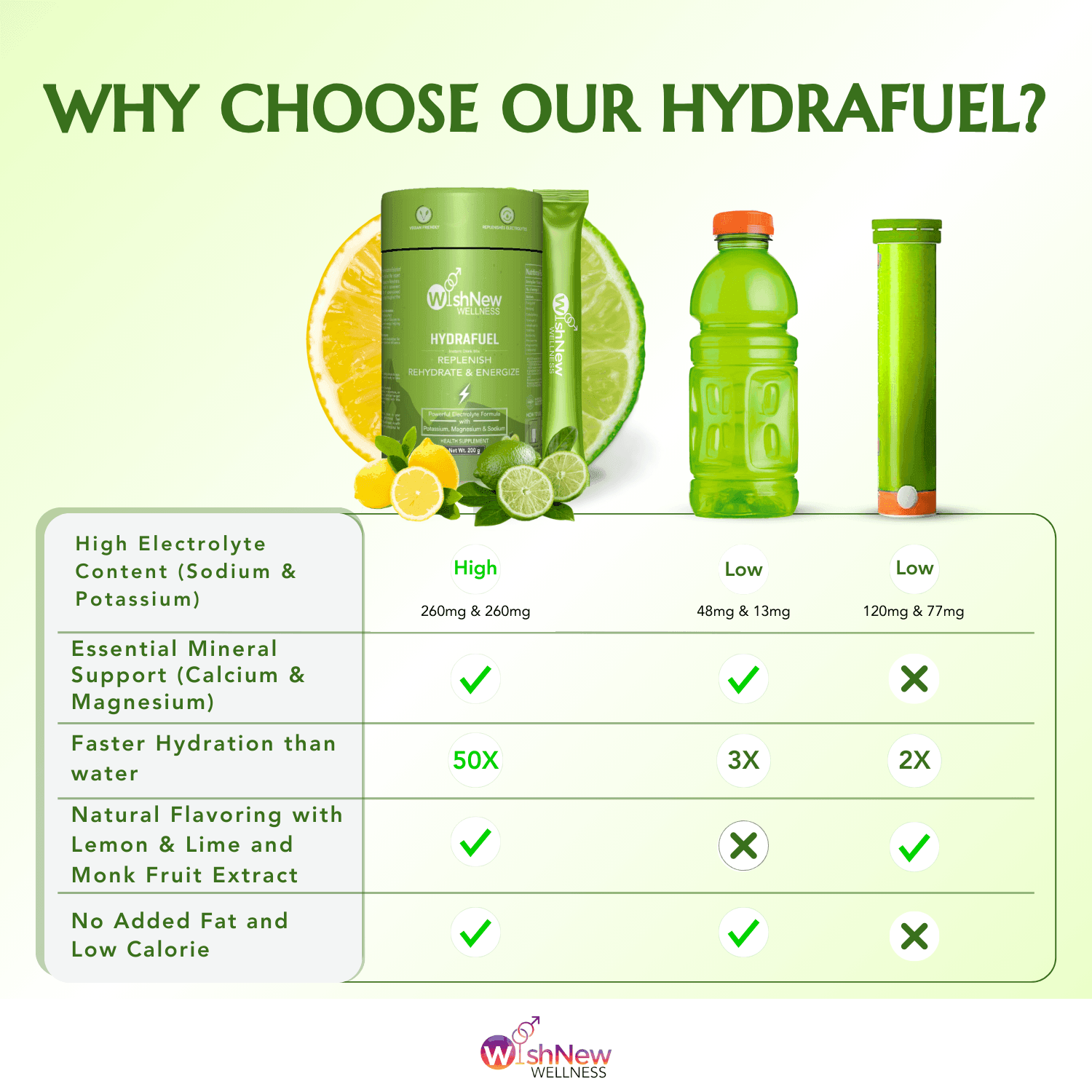 WishNew Wellness Hydrafuel Instant Energy Drink Mix - Lemon Sachet (10gm Each)