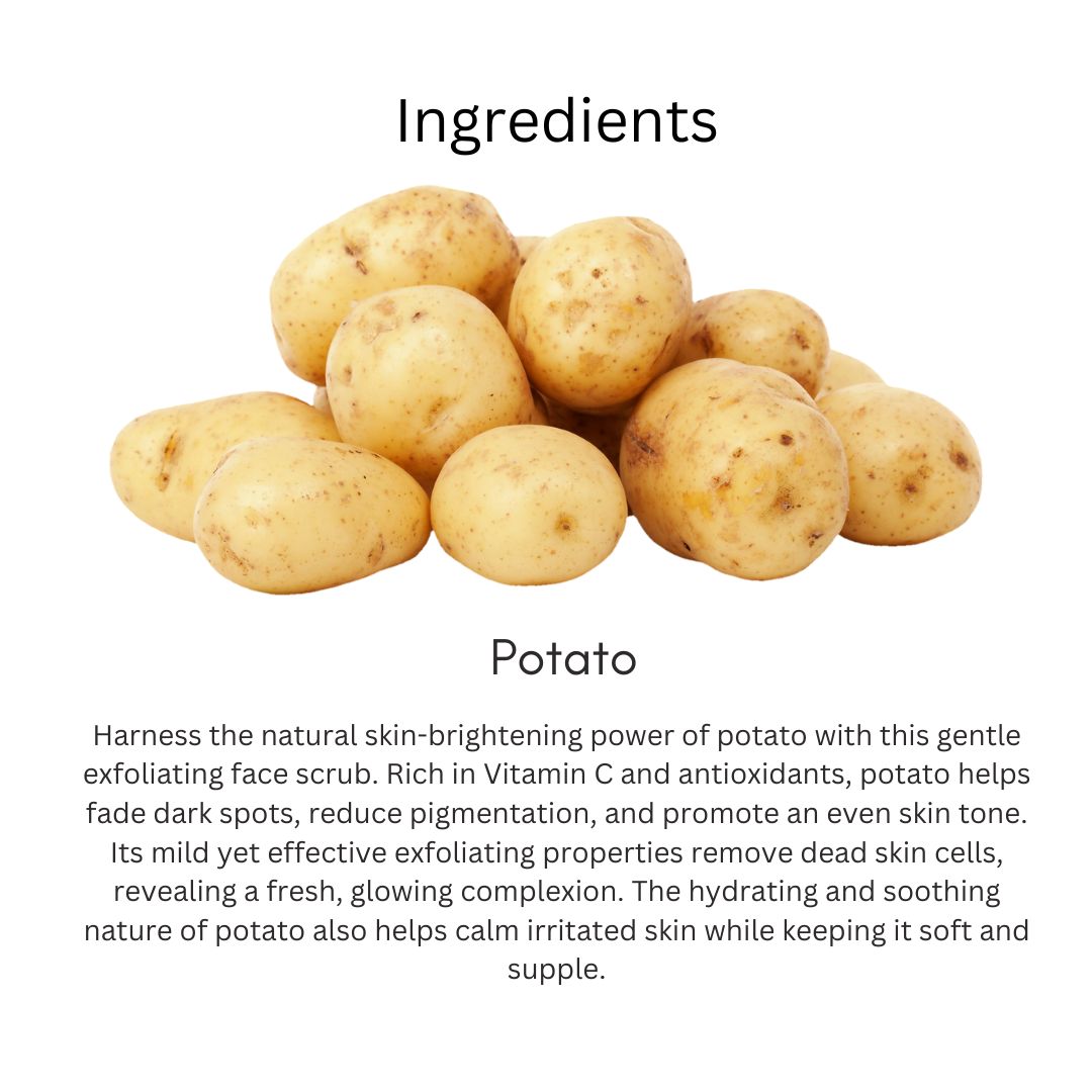 Khadi Potato Face Scrub | Natural Exfoliating Scrub with Potato Extract | Helps Remove Dead Skin, Dirt & Surface Impurities | De-Tan, Pigmentation & Skin Brightening Care | Helps Improve Skin Texture & Glow | For All Skin Types | 100 gm