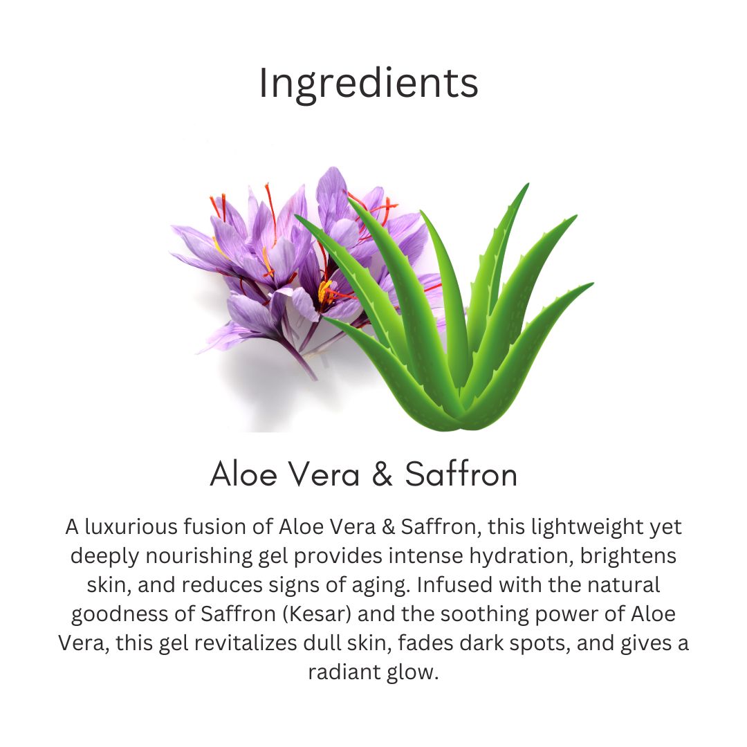 Khadi Aloe Vera Saffron Gel for Face & Skin | Hydrating & Brightening Gel for Glowing Skin | Lightweight, Non-Sticky & Non-Greasy Moisturizer | For Men & Women | 50 gm