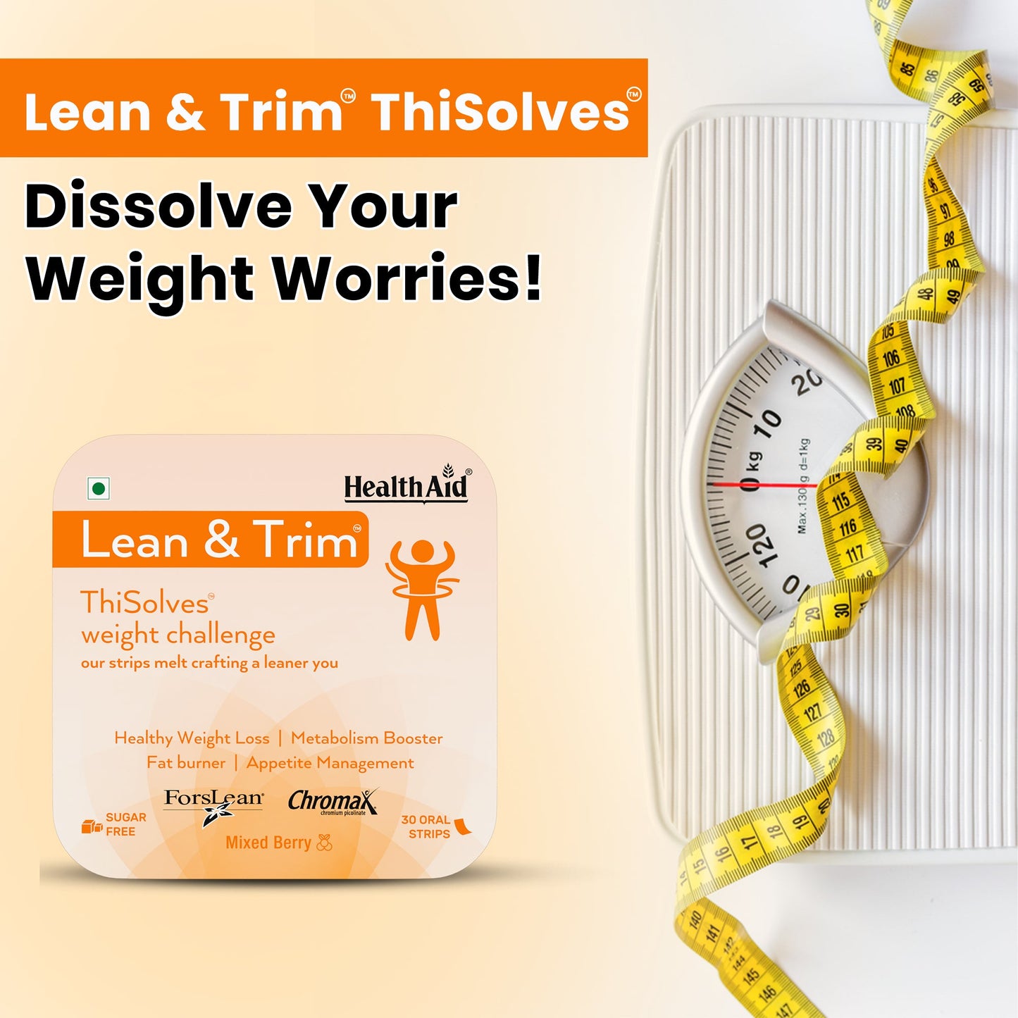 HealthAid Lean & Tirm ThiSolves Disintegrating Strip Mixed Berry Sugar Free - 30 Oral Strip