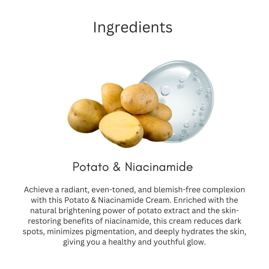 Khadi Essentials Potato & Niacinamide Skin Brightening Face Cream (50g) | For Dark Spots, Pigmentation & Dullness