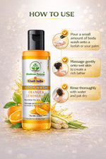 Bhudevam Naturals Khadi Orange & Lemongrass Body Wash, Refreshing Citrus Shower Gel for Soft & Glowing Skin- 210ML