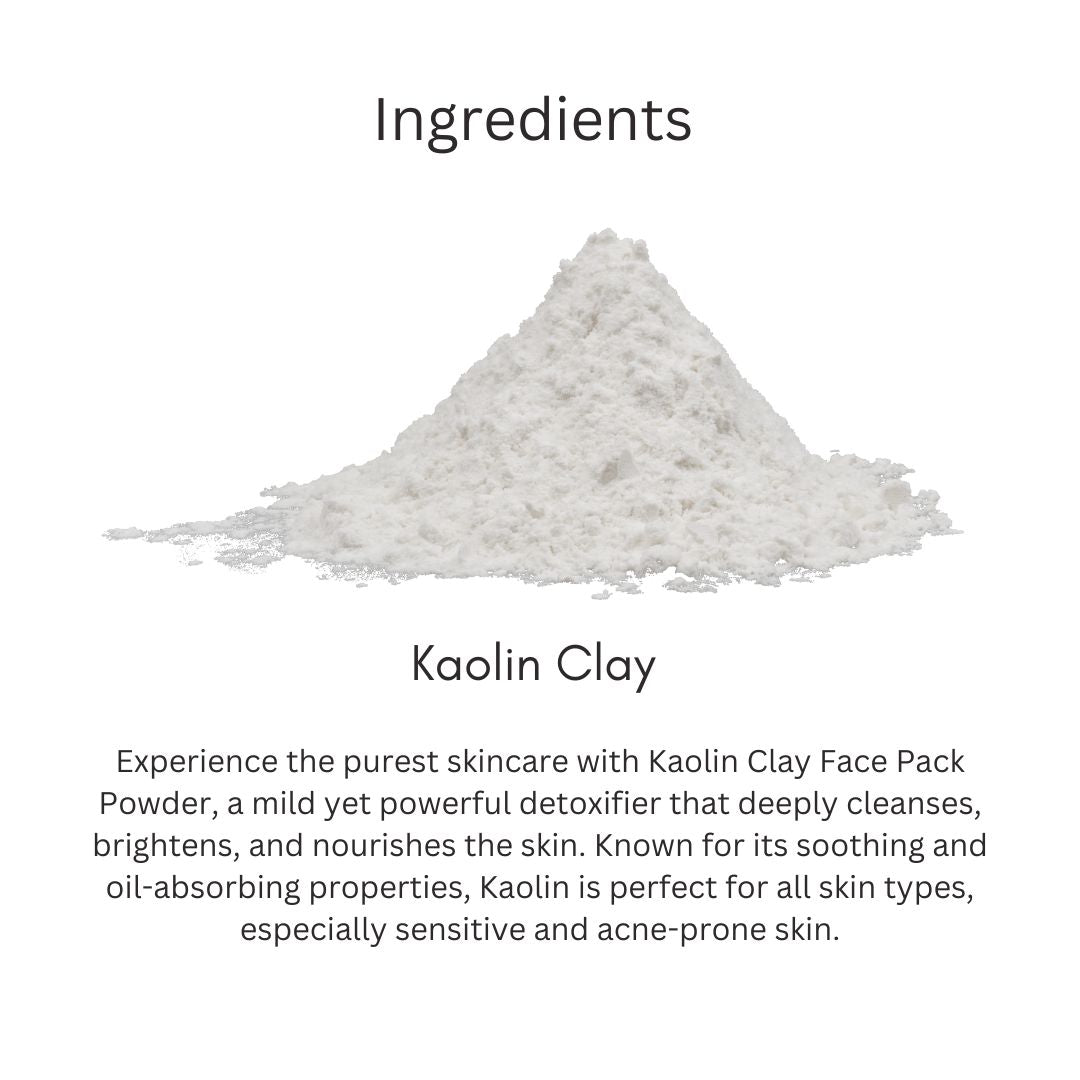 Khadi Kaolin Clay Powder for Face & Skin | 100% Natural White Clay | Deep Cleansing & Oil Control Face Pack | Helps Remove Dirt, Impurities & Excess Oil | Pore Care for Oily & Acne-Prone Skin | 100 gm