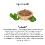 Khadi Ajwain Essential Oil | Pure & Natural Ajwain Oil for Body & Wellness Care | Herbal Essential Oil for Digestive Wellness, Massage & Relaxation | Aromatherapy Oil | 15 ml