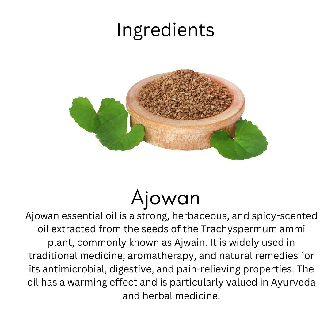 Khadi Ajwain Essential Oil | Pure & Natural Ajwain Oil for Body & Wellness Care | Herbal Essential Oil for Digestive Wellness, Massage & Relaxation | Aromatherapy Oil | 15 ml
