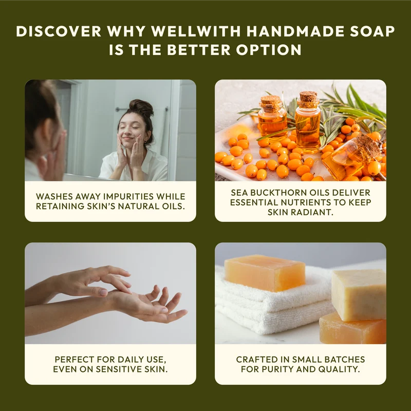 WellWith Sea Buckthorn Natural Soap (100g) (Pack of 3)