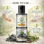 Bhudevam Naturals Khadi Bamboo Charcoal Body Wash – Skin Detox & Oil Control Shower Gel- 210ML