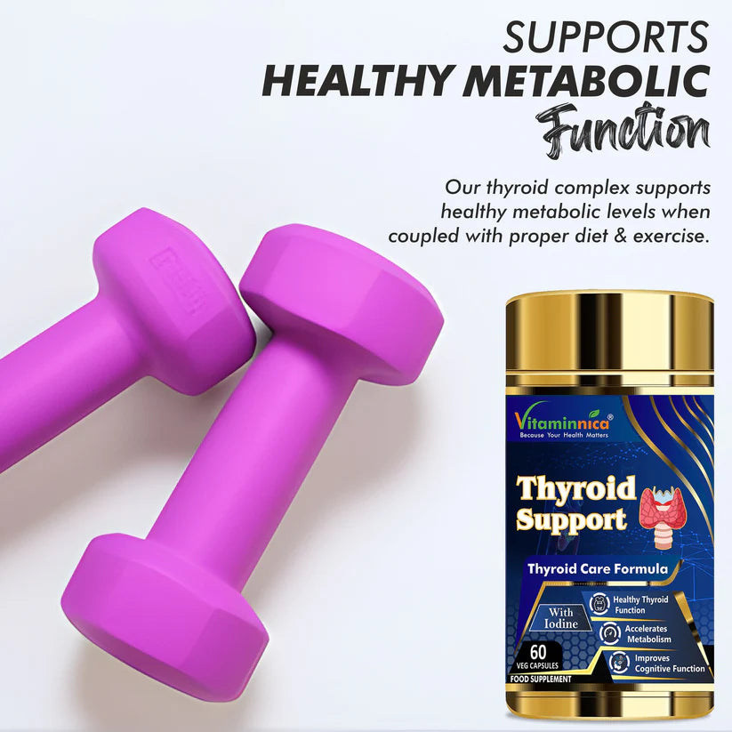 Vitaminnica Thyroid Support Complex Capsules - Healthy Metabolism, Energy & Focus, 60 Count