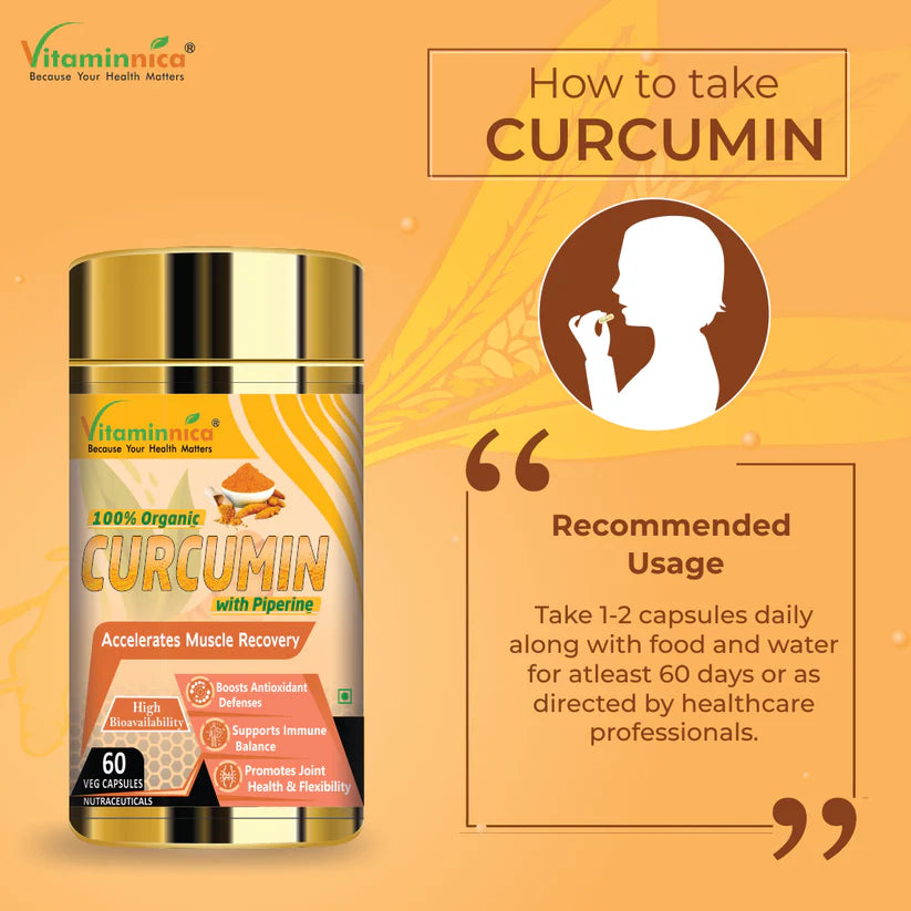 Vitaminnica Curcumin with Piperine Capsules - Joint Mobility & Immune Support, 60 Count