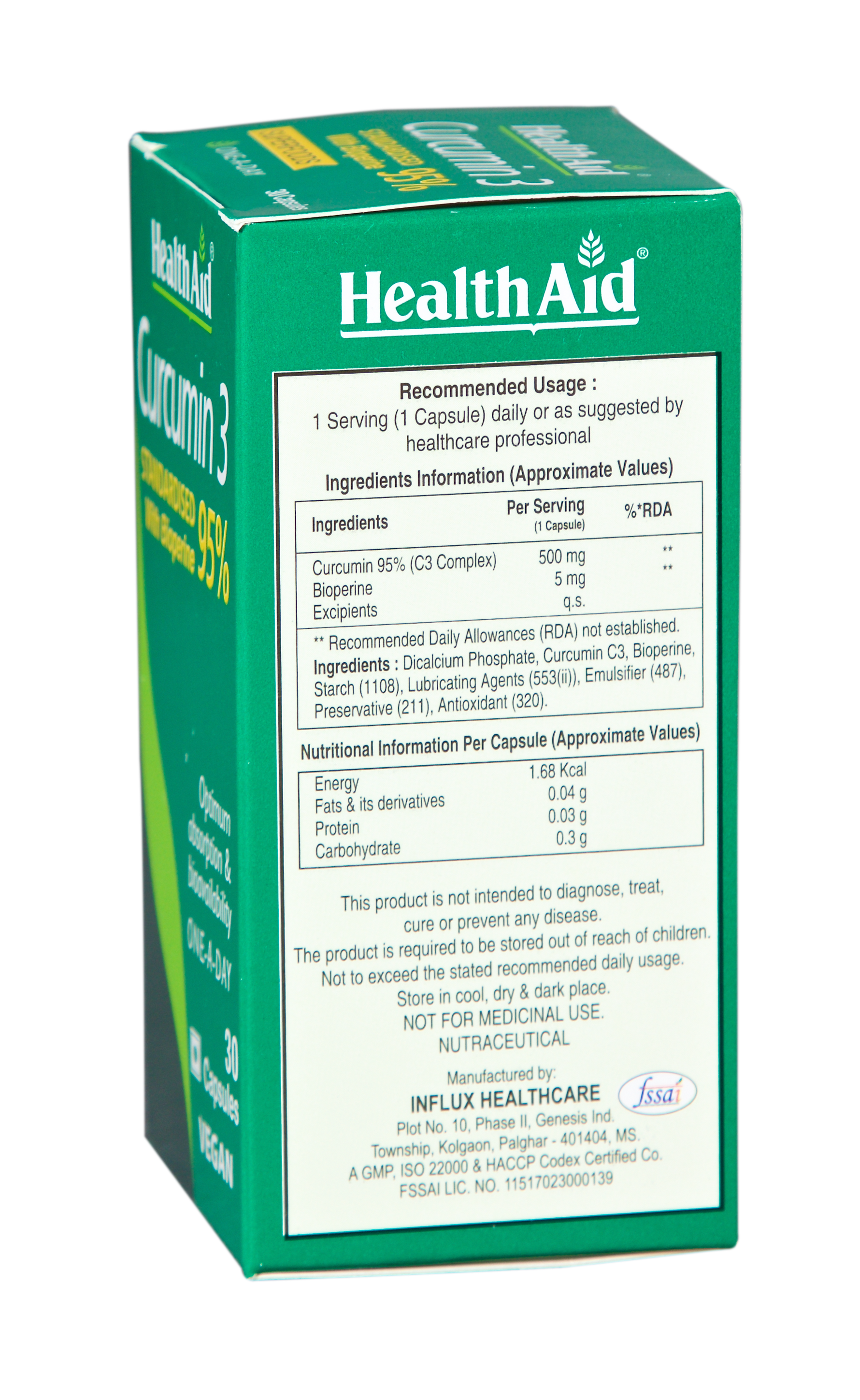HealthAid Curcumin 3 Capsule - 30 Capsule