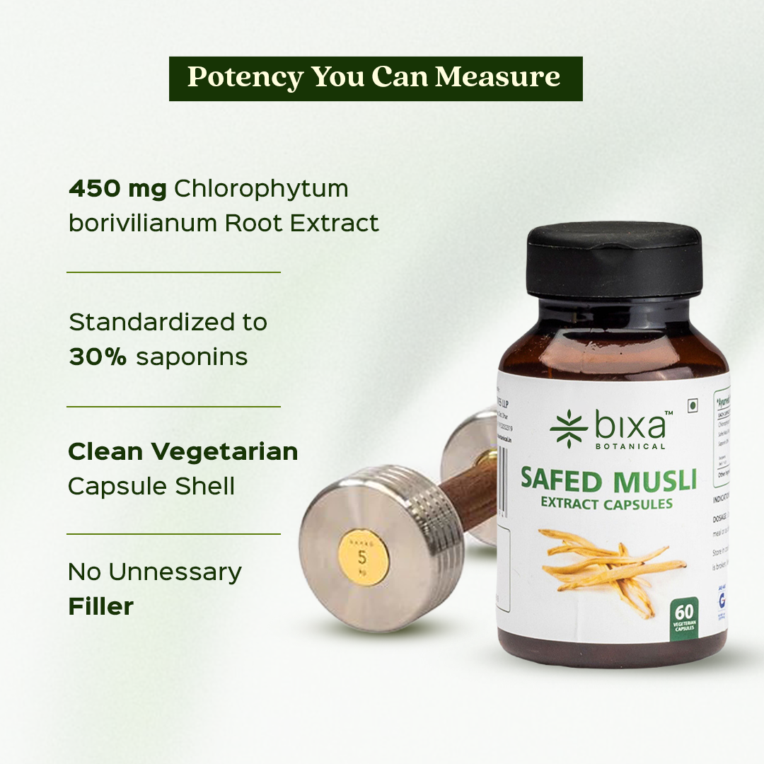 Bixa Botanical Safed Musli Extract Capsules | 60 Capsules