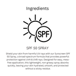 Khadi SPF 50 Sunscreen Spray | Broad Spectrum UVA & UVB Sun Protection | Water-Resistant, Non-Greasy & Quick-Absorbing Sunblock Spray | For Face & Body | 100 ml