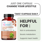 Raskam Green Coffee Bean 800 mg -60 Capsules with 50% CGA- Burns Extra Fat & Boosts Metabolism
