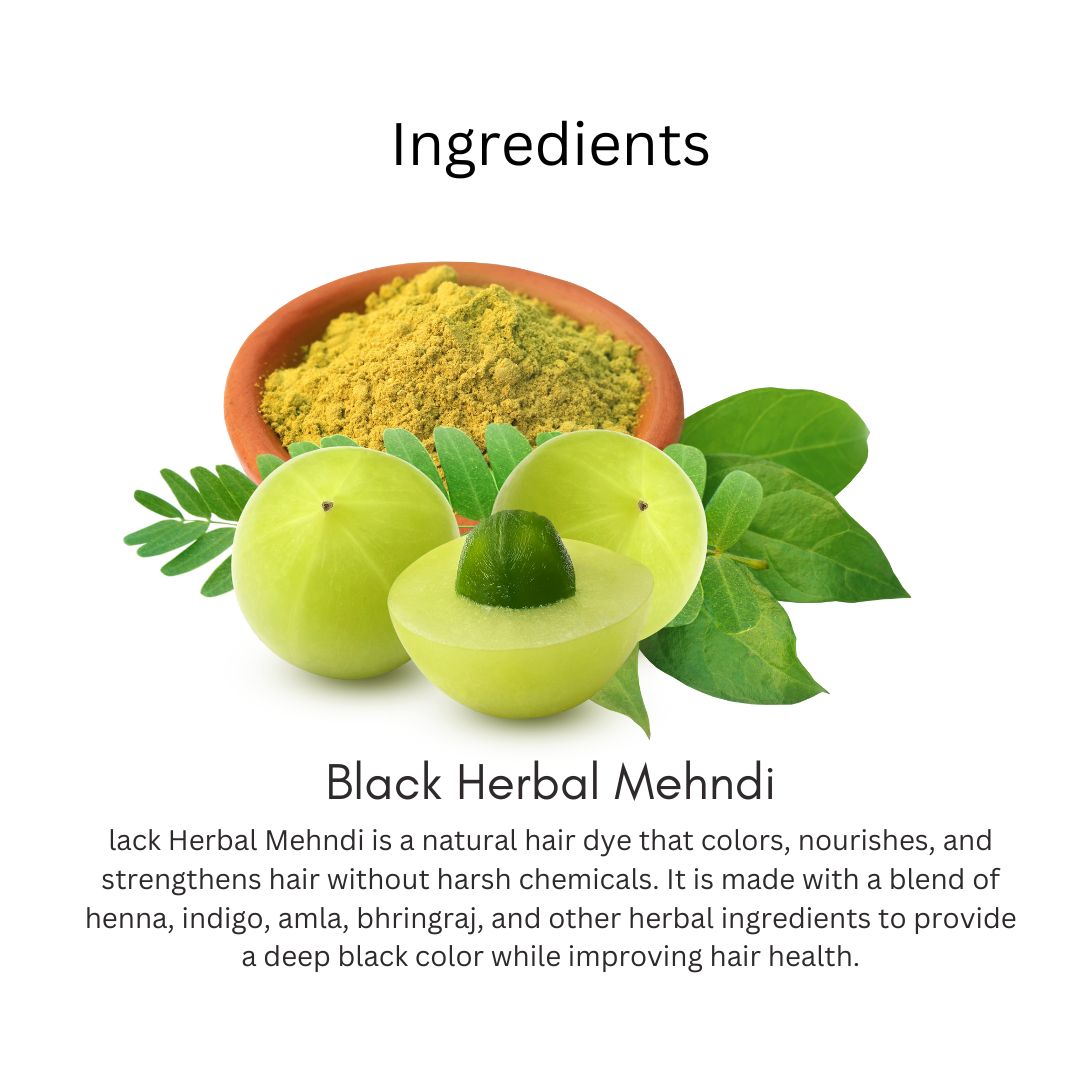 Khadi Black Hair Mehndi | Natural Henna-Based Hair Colour | With Amla, Bhringraj & Neem | Helps Cover Grey Hair & Condition Hair | 80 gm