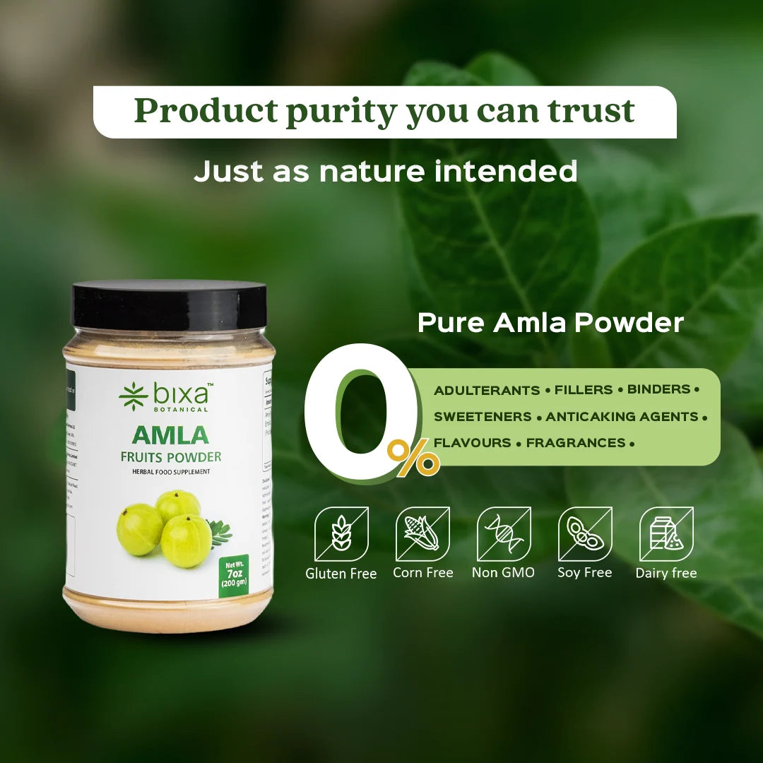 Bixa Botanical Amla Fruit Powder (Emblica Officinalis) | Pure Indian Gooseberry Powder for Natural Vitamin C, Immunity, Hair & Digestive Support (200g)
