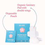 Hi Life Flow Easy Organic Period Pads 280mm | 100% Organic Cotton Top Sheet Sanitary Napkins for Regular & Medium Flow (Pack of 15)