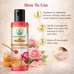 Bhudevam Naturals Khadi Rose & Honey Body Wash, Moisturizing & Nourishing Shower Gel for Soft Glowing Skin-210ML