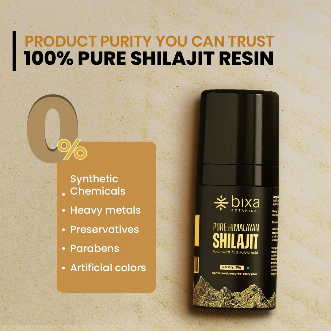 Bixa Botanical Pure Himalayan Shilajit Resin Pump (20g) | High-Potency 75% Fulvic Acid & Mess-Free Precision Dose Dispenser