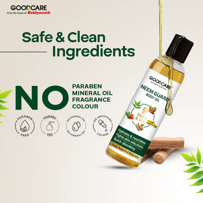 Goodcare Neem Guard Body Oil - 200ml | Ayurvedic Skin Care & Protection
