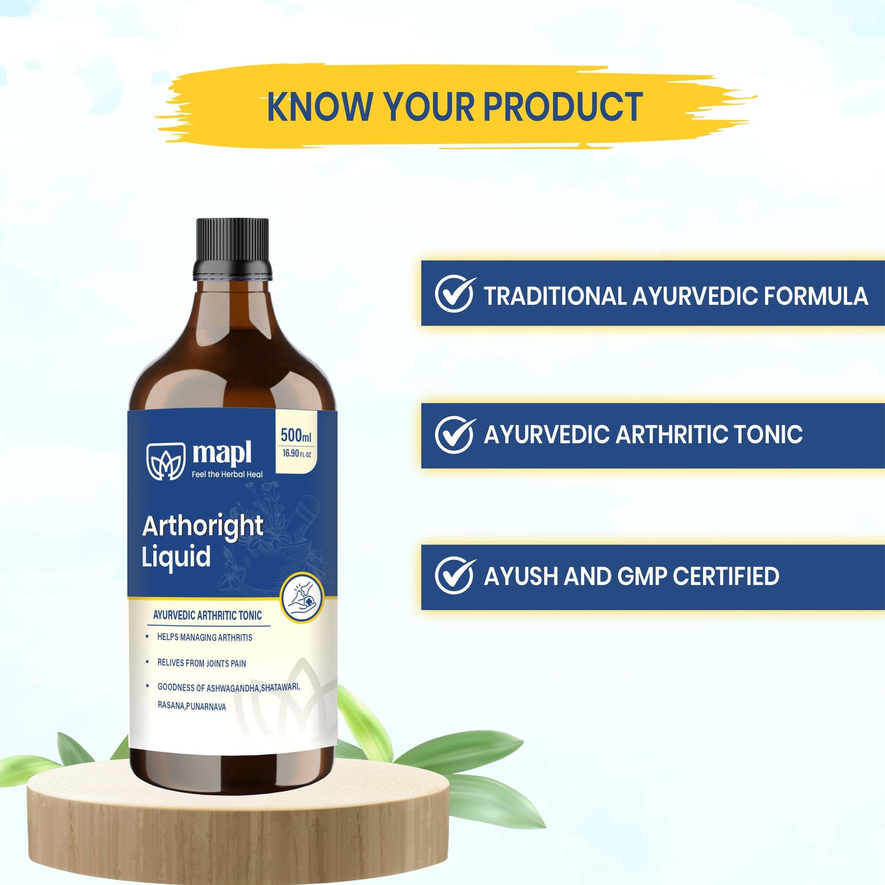 MAPL Arthoright Syrup | Ayurvedic Cough & Cold Relief | Supports Respiratory Health, Soothes Throat, Boosts Immunity & Easier Breathing | 500 ml