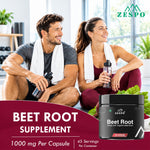 Zespo Beet Root 1,000 mg (10:1 Extract) | Beetroot Capsules for Stamina, Energy & Circulation Support | 90 Vegan Capsules